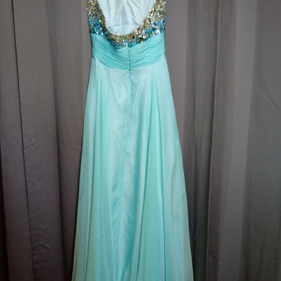 Teal jeweled strapless dress - Picture 3 of 7